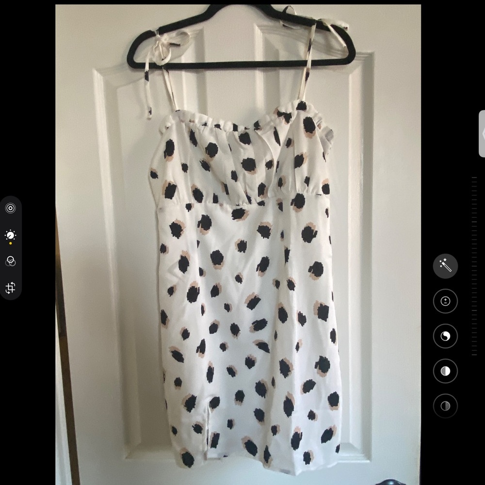 PRINCESS POLLY - white polka dot mini dress - size 8